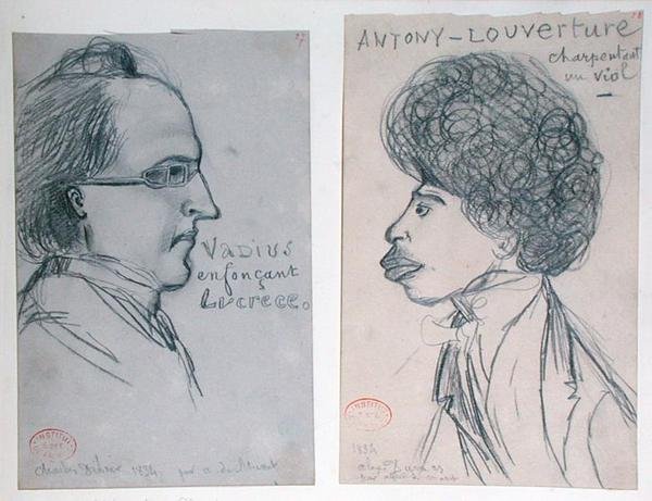 Portraits of either Charles Nodier or Gustave Planche and Alexandre Dumas Pere by Alfred de Musset