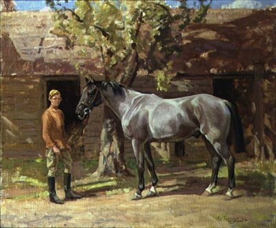 Grey with Stable Lad by Algernon Mayow Talmage