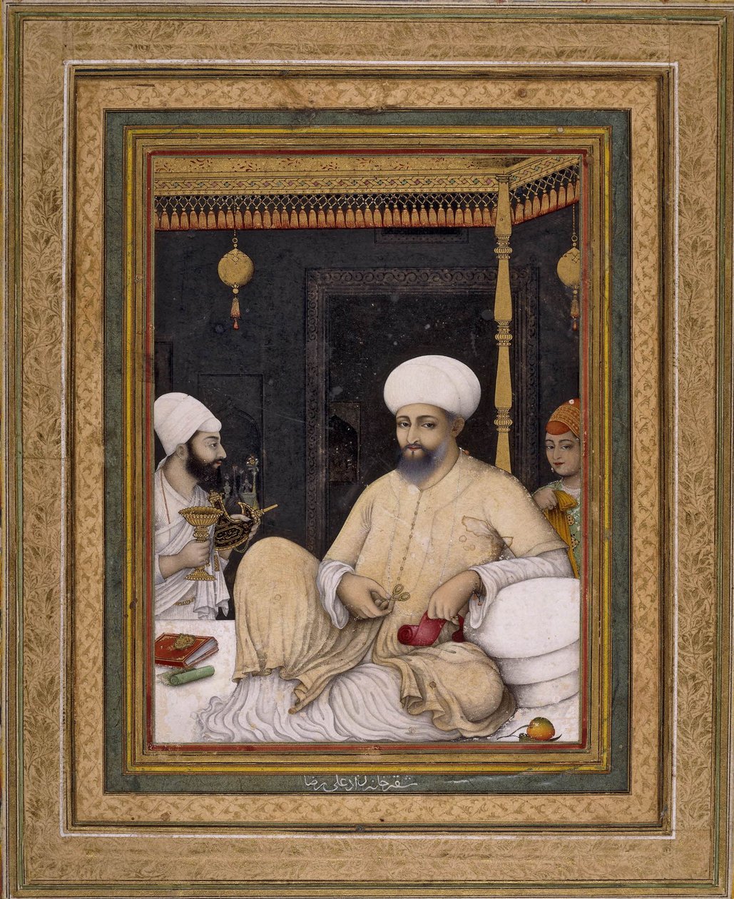 Sultan Ibrahim Adil Shah II Venerates a Sufi Saint, Bijapur, ca 1620-30 by Ali Riza