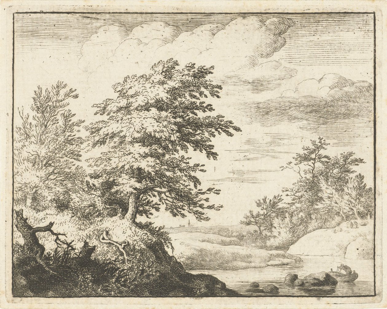 River Landscape with Rowboat by Allaert van Everdingen