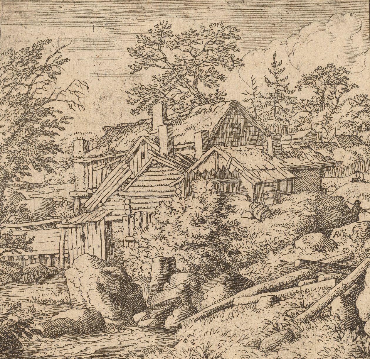 Hamlet on a Mountain Side by Allart van Everdingen