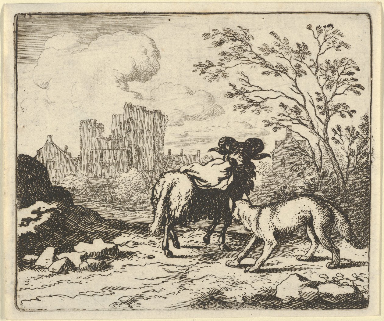 Renard Sends the Ram Back to the Lion with a Package Containing the Rabbit