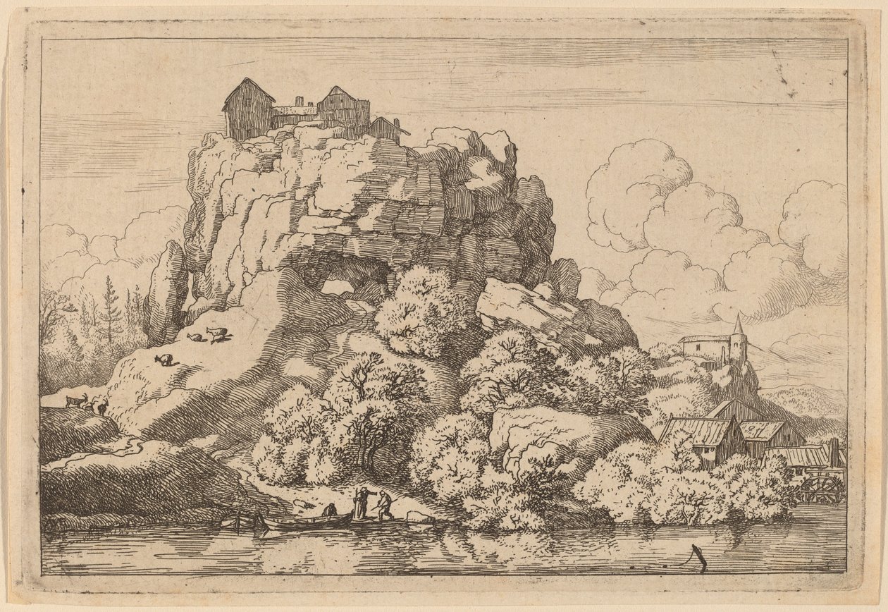 River at the Foot of a High Rock by Allart van Everdingen
