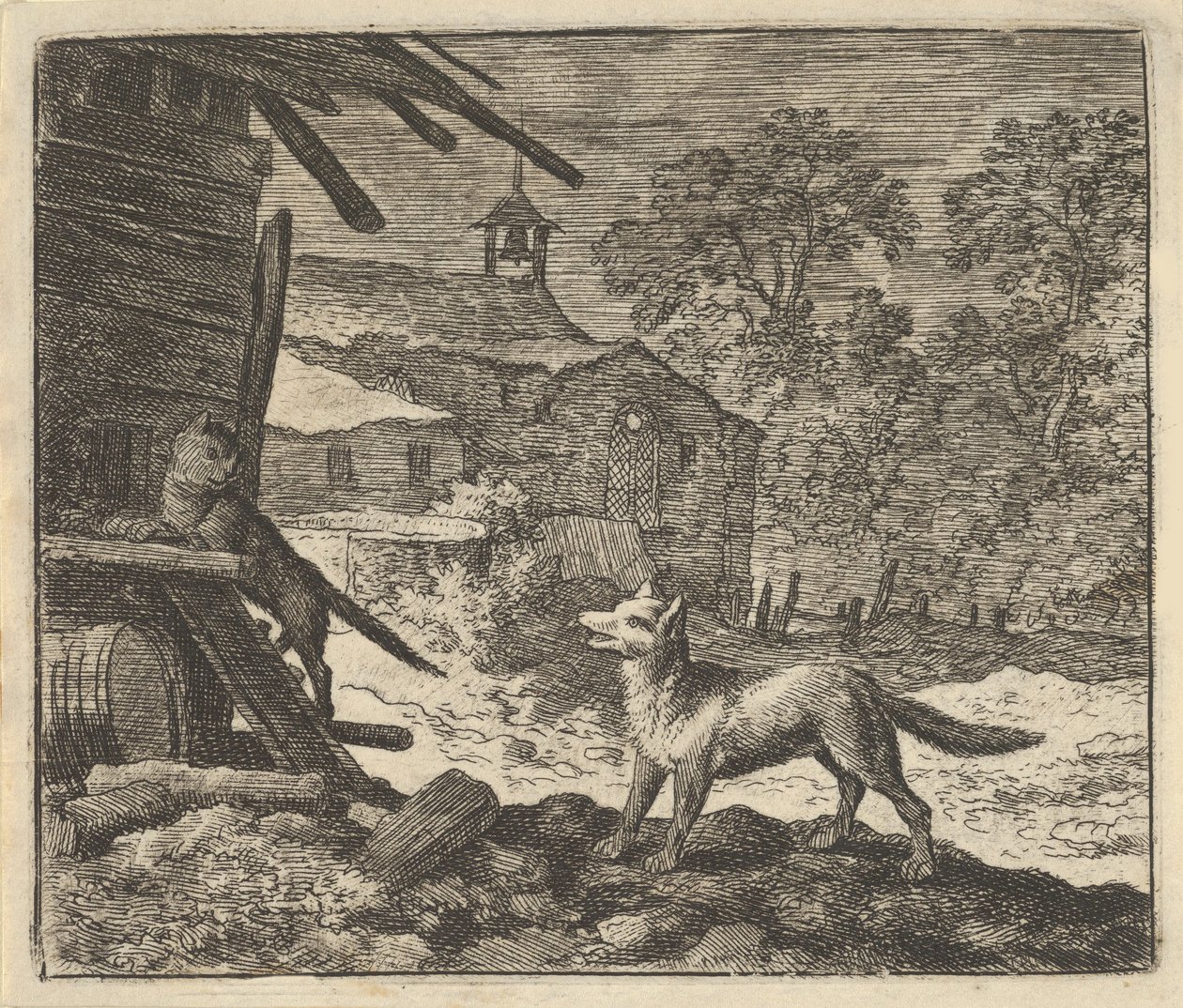 The Cat Climbs a Barn, 1650-75 by Allart van Everdingen