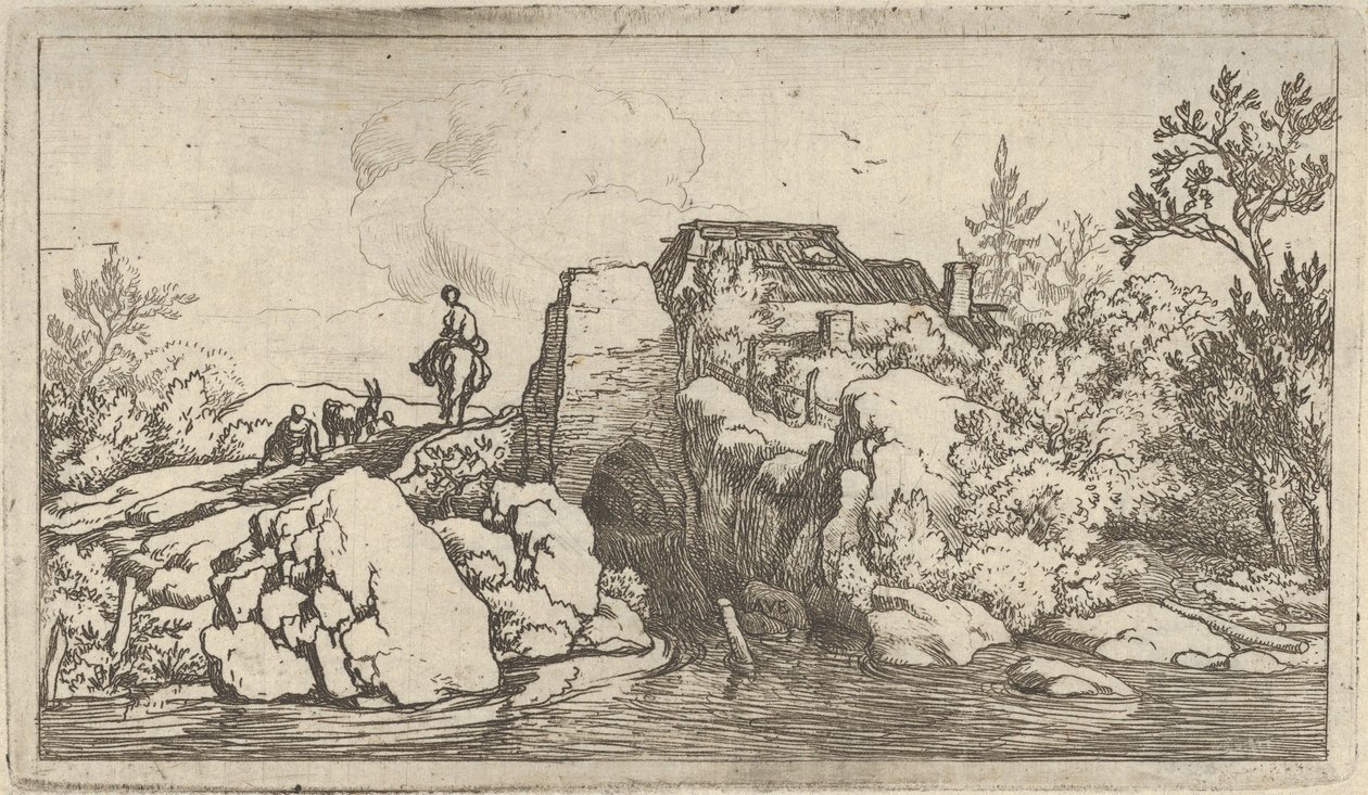 The Horseman on the Stone Bridge by Allart van Everdingen