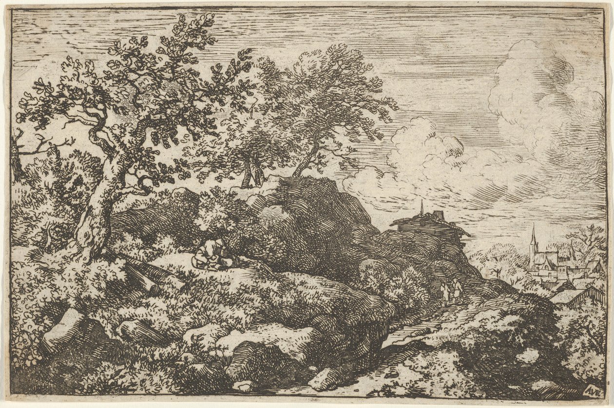 The Two Peasants Seated on the Hill by Allart van Everdingen