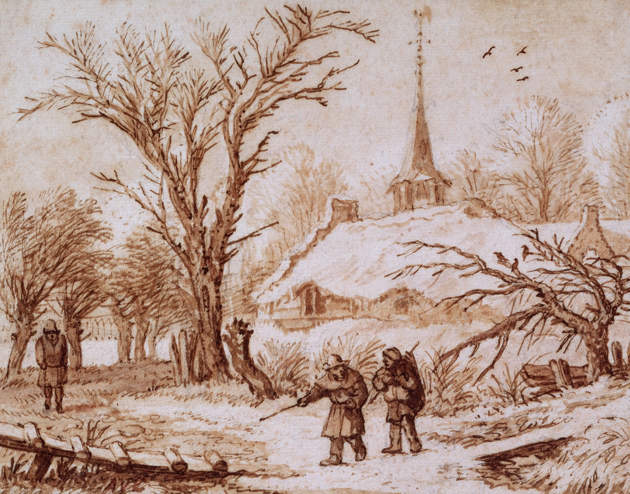 Travellers on a Road near a Village in Winter by Allart van Everdingen