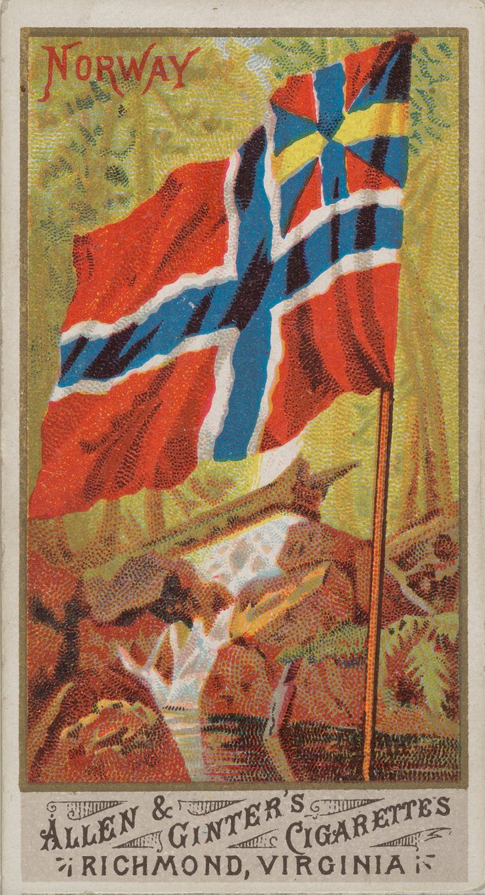 Norway, from Flags of All Nations, Series 1 N9 for Allen & Ginter Cigarettes Brands, 1887 by Allen and Ginter