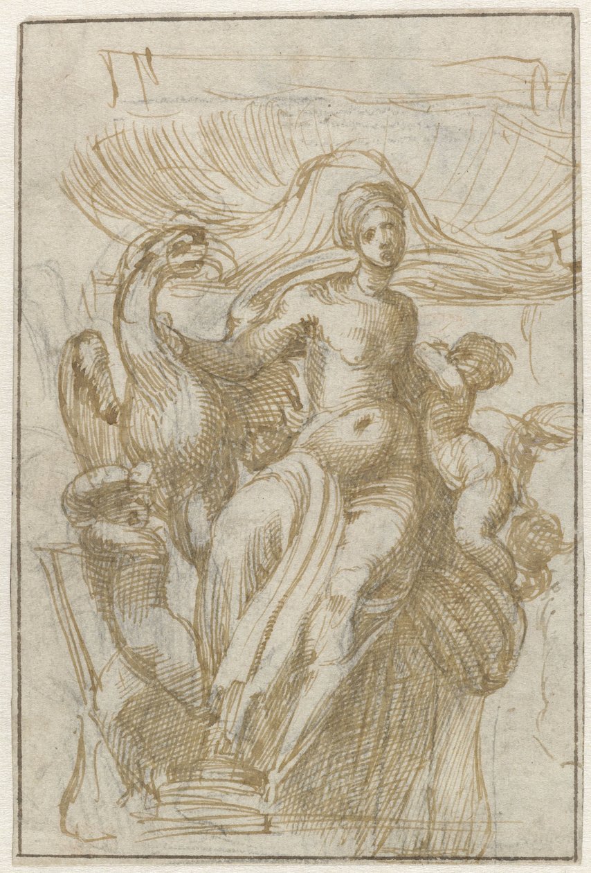 Leda or Venus (?) with bird and putti in front of a shell by Alonso Berruguete