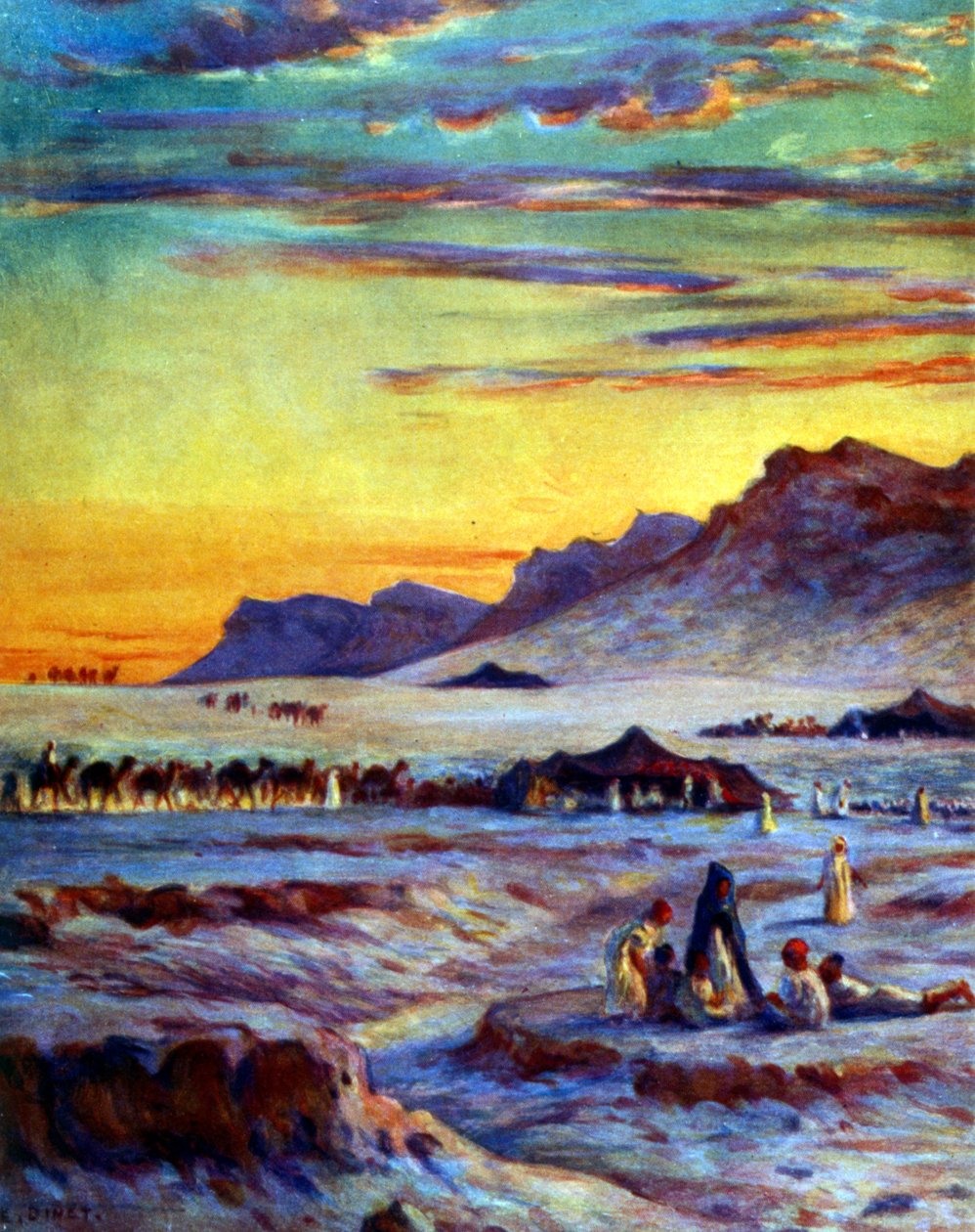 Group of Arab Nomads in the desert by Alphonse Etienne Dinet