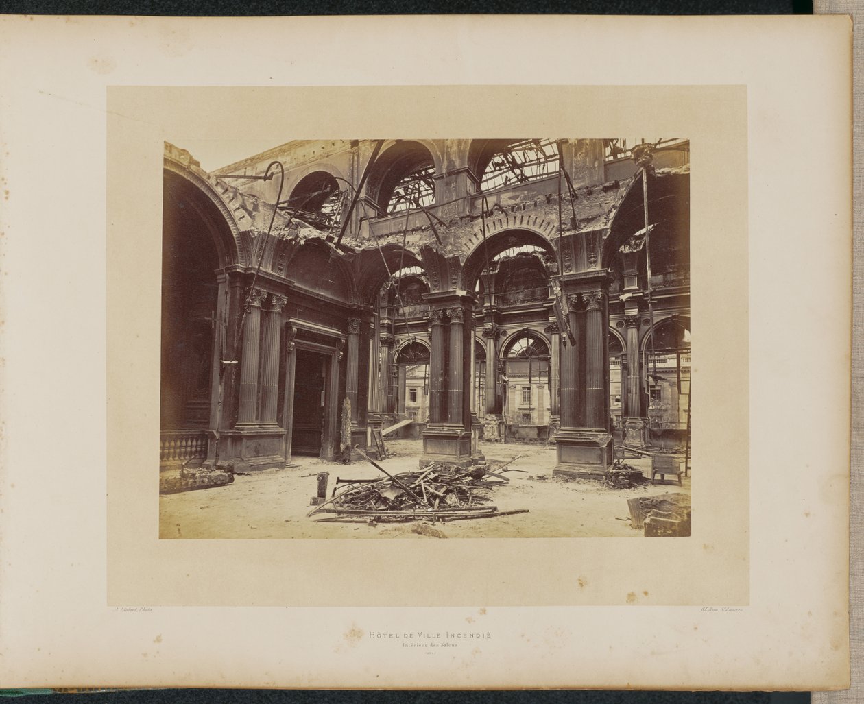 Burned Hôtel de Ville. Entrance to the Salons. by Alphonse J. Liébert