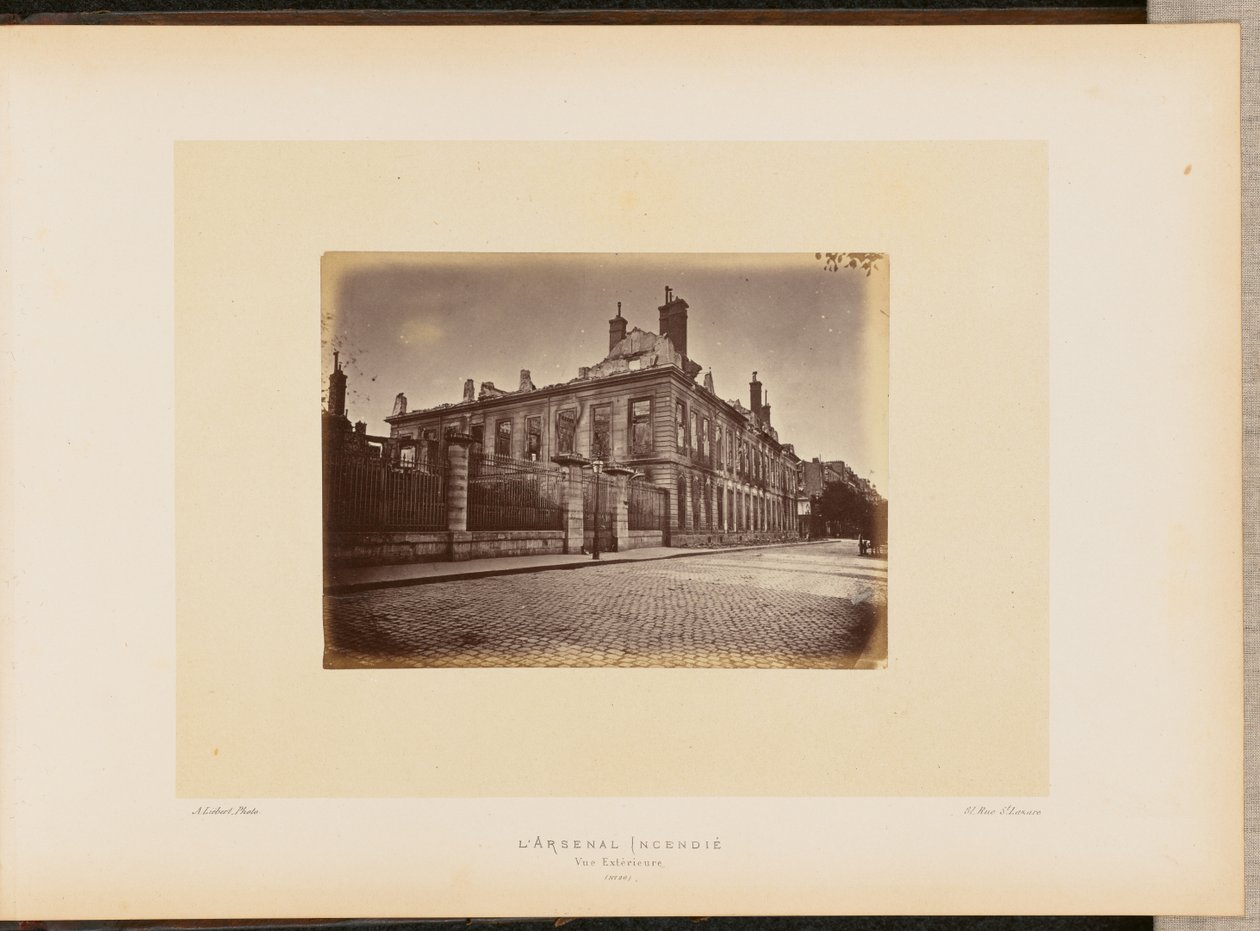 The Arsenal on Fire. Exterior View. by Alphonse J. Liébert
