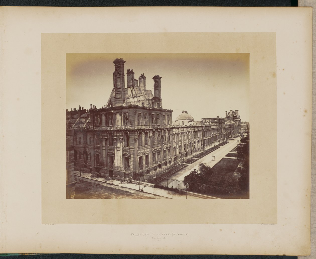 The Burned Tuileries Palace. General View. by Alphonse J. Liébert