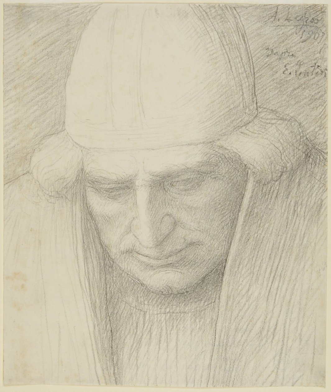 Elderly Man in Cap by Alphonse Legros