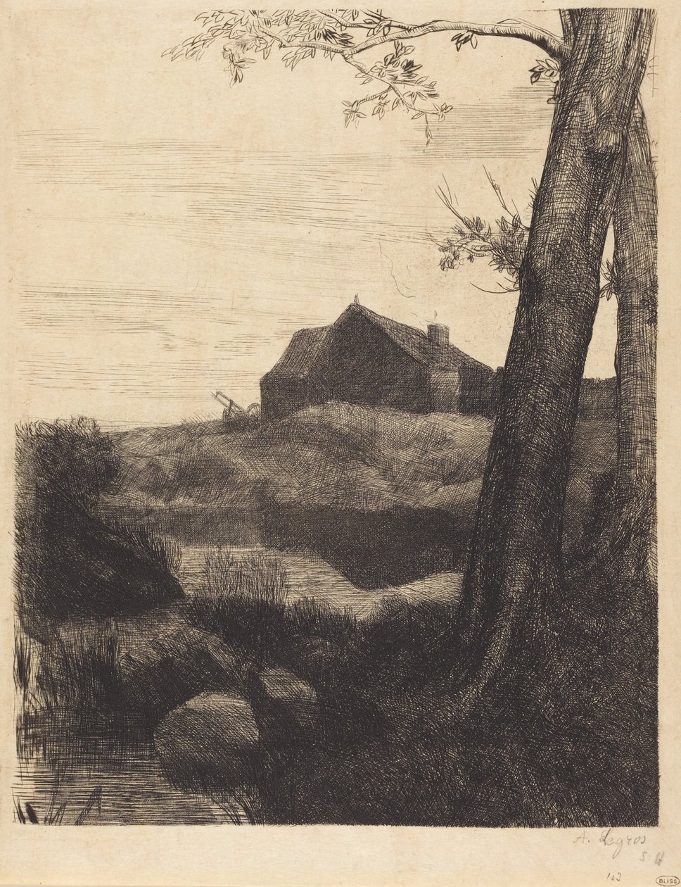 Farm with Large Tree by Alphonse Legros