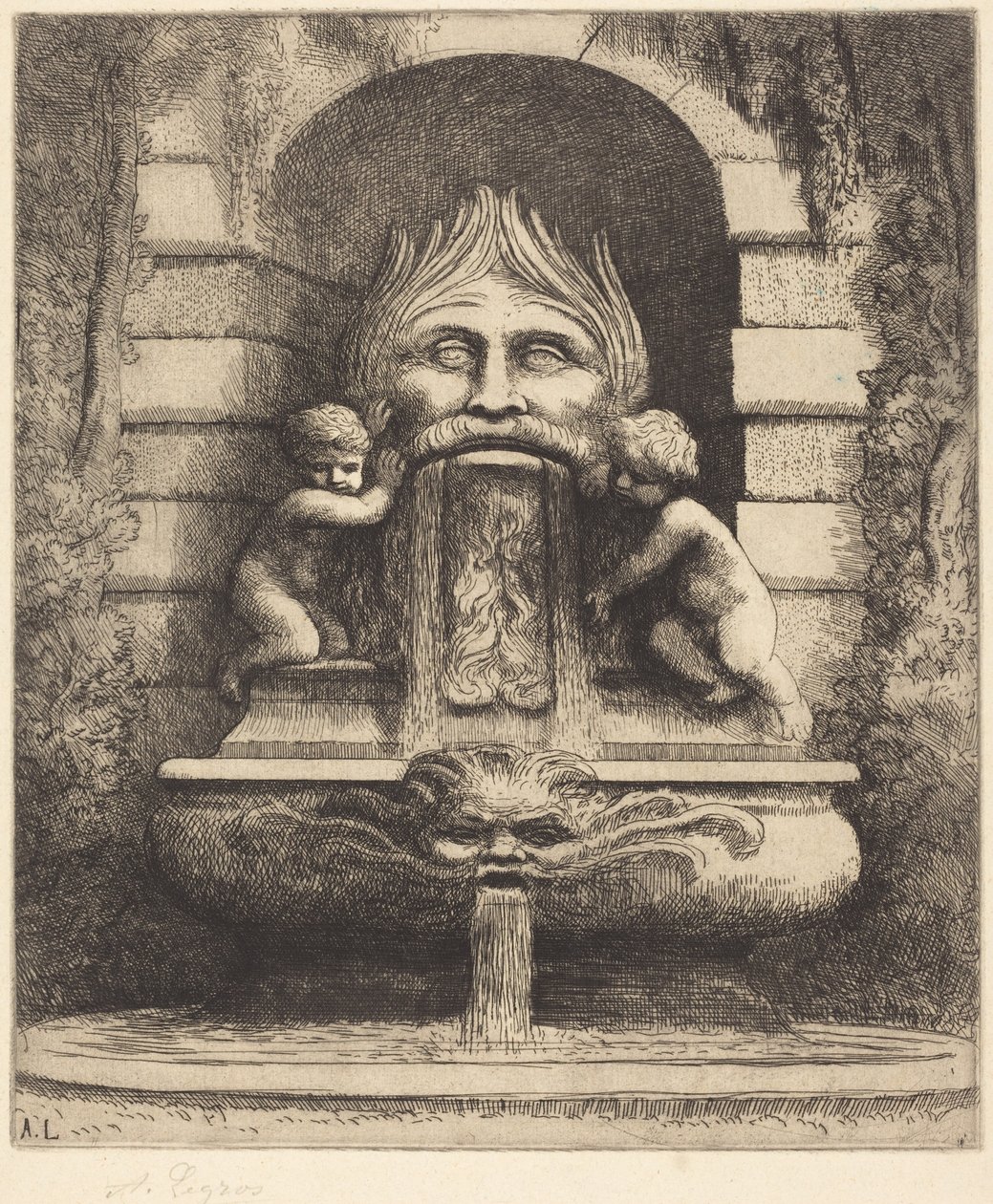 Fountain: Grotesque, Children and Basin by Alphonse Legros