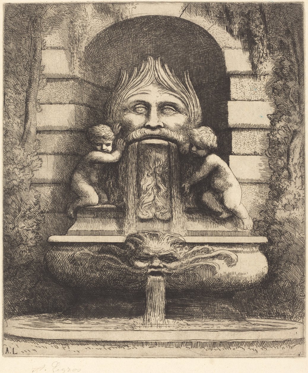 Fountain: Grotesque, Children and Basin by Alphonse Legros