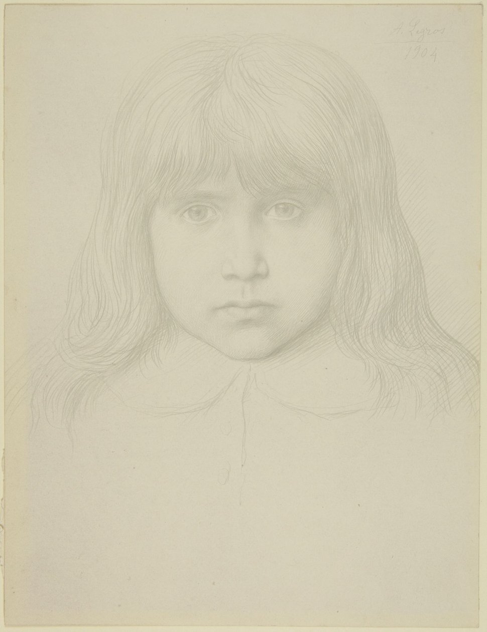 Head of Young Boy with Long Hair by Alphonse Legros