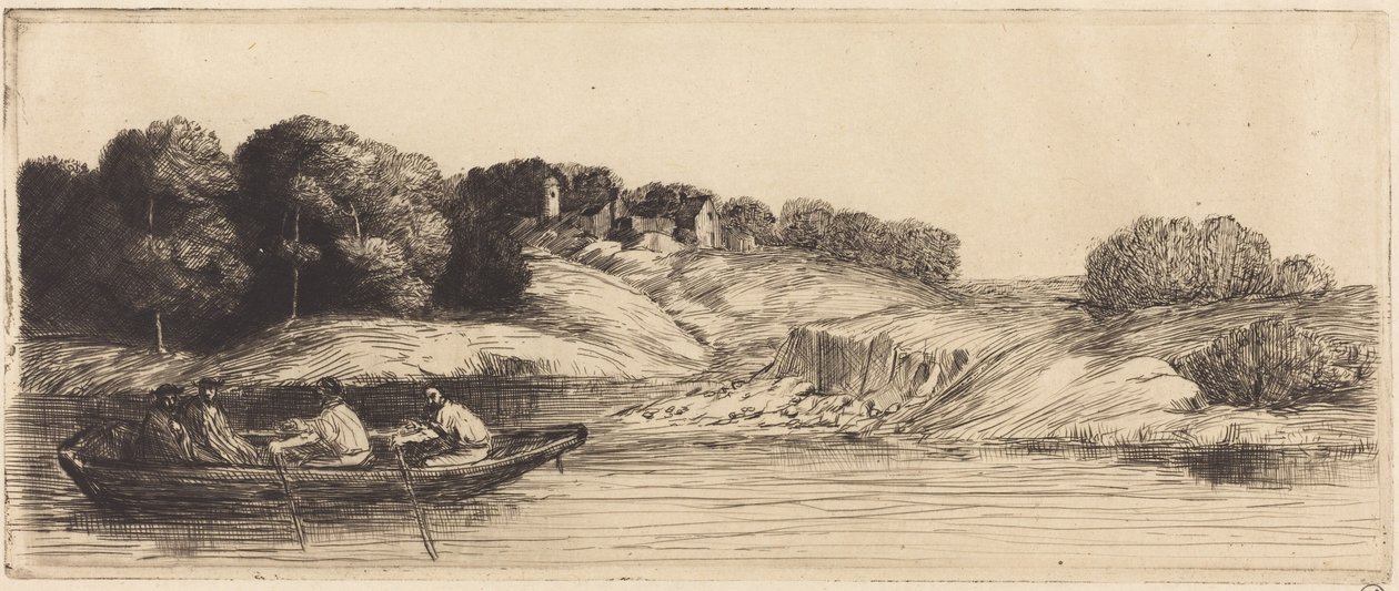 Landscape with Boat, 1st plate by Alphonse Legros