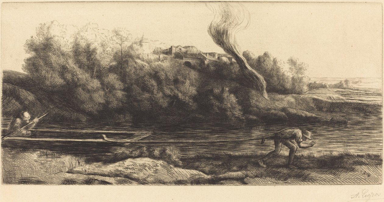 Landscape with Boat, 2nd plate by Alphonse Legros