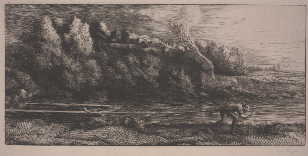 Landscape with boat by Alphonse Legros