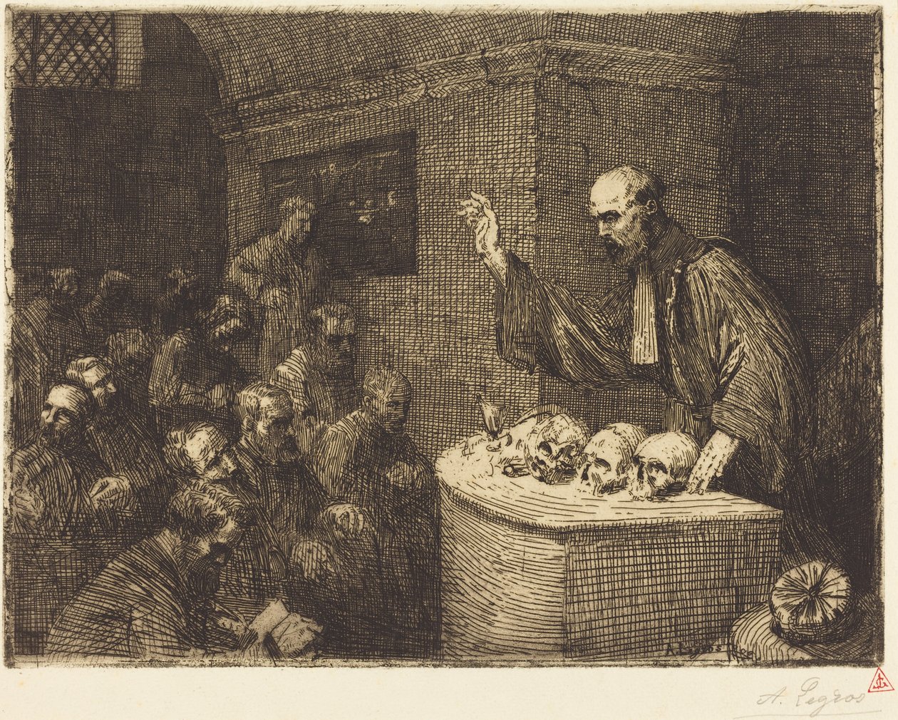 Phrenology Course, 2nd plate by Alphonse Legros