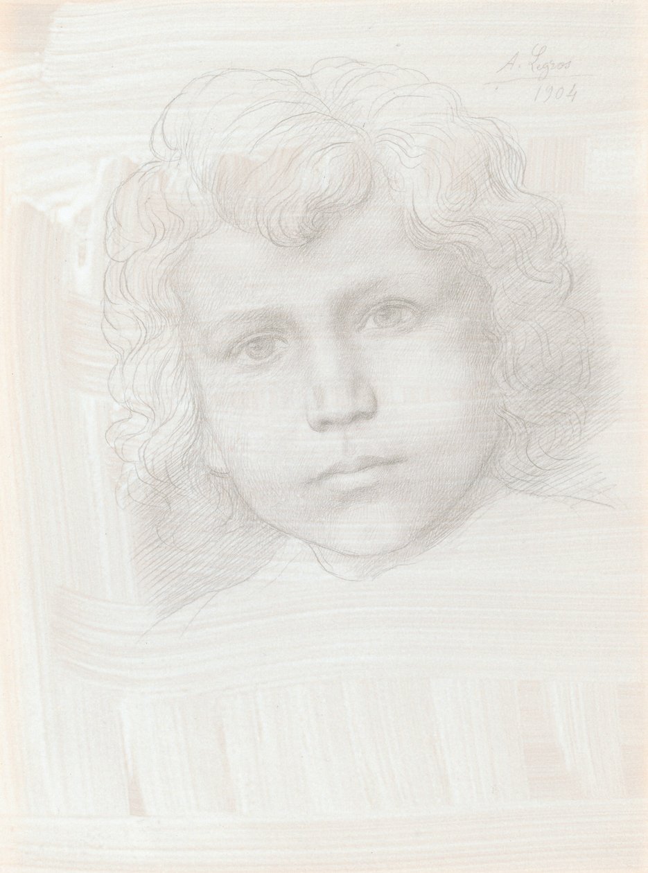 Study of Cupid Head of a Girl by Alphonse Legros