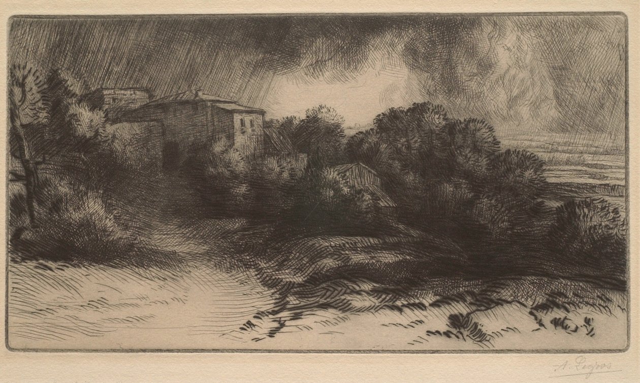 The Farm at Brieux (Storm Effect) by Alphonse Legros