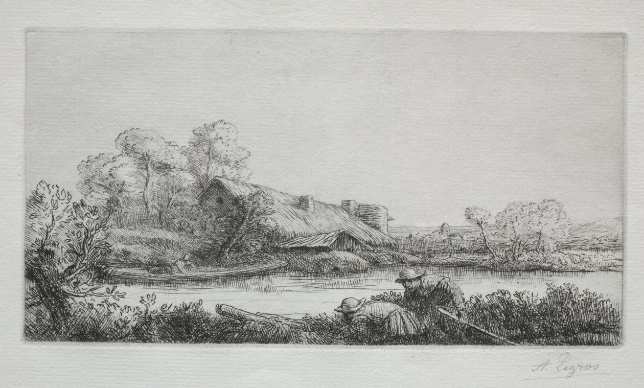 The Farm on the River: Evening Effect by Alphonse Legros