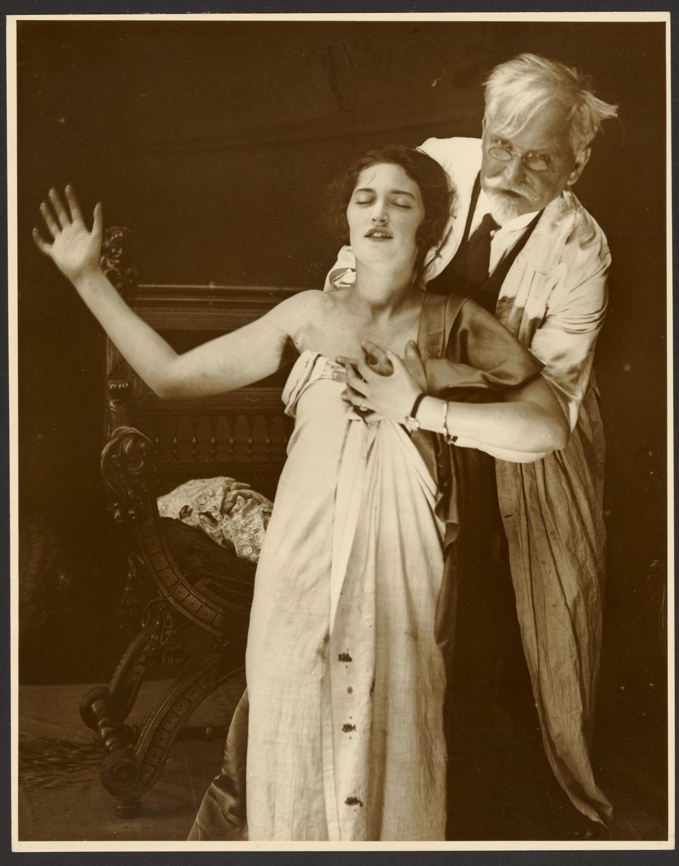 Alphonse Mucha in Costume with Daughter Jaroslava as a Model for the Poster, 