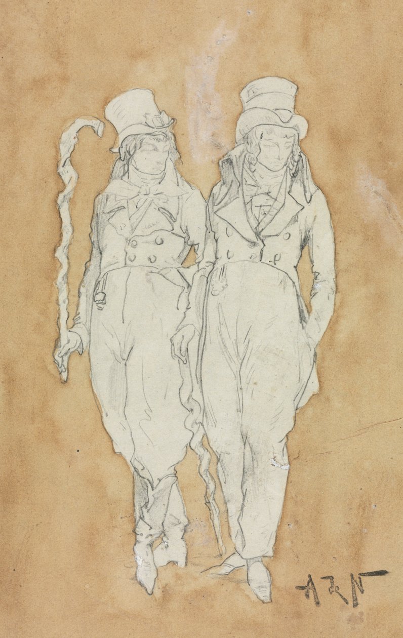 Two Young Men of Fashion (Standing) by Alphonse Marie Adolphe de Neuville