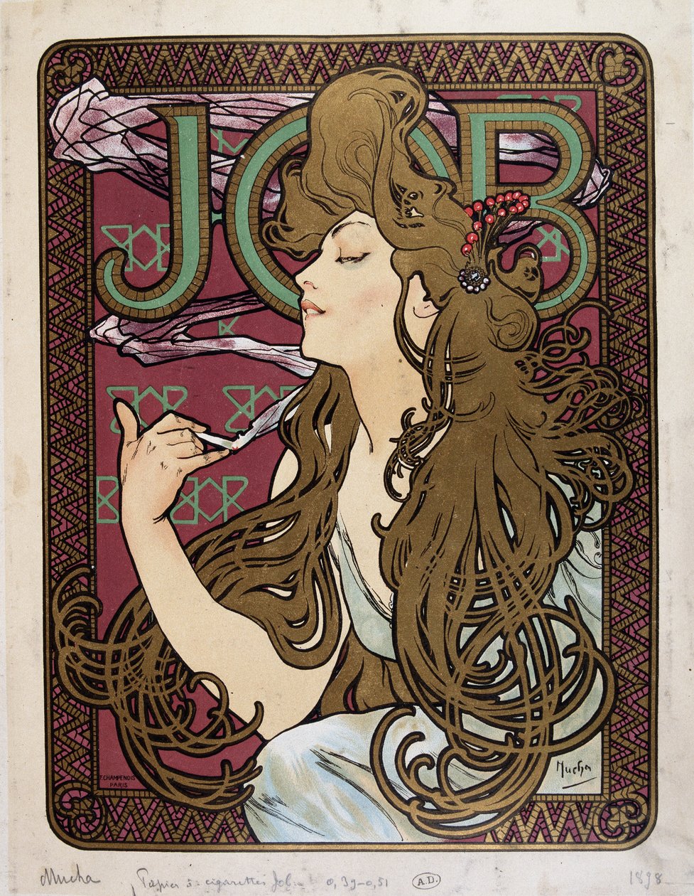 Advertising poster for “Job Cigarette Paper” by Mucha by Alphonse Mucha