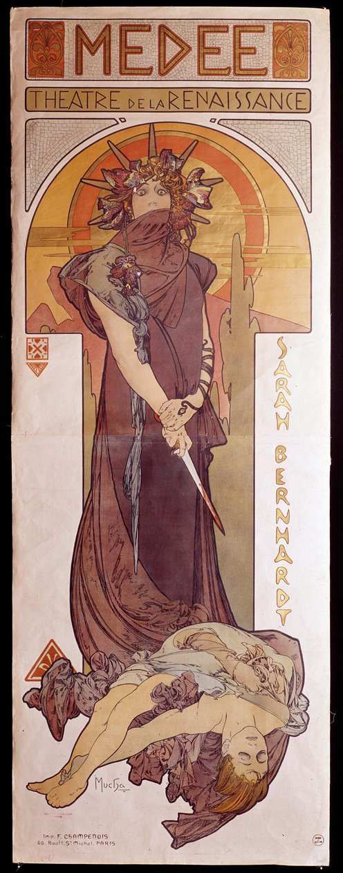 PostersAndCo ™ Médée Mucha Sarah Bernhardt-Poster/Reproduction HQ