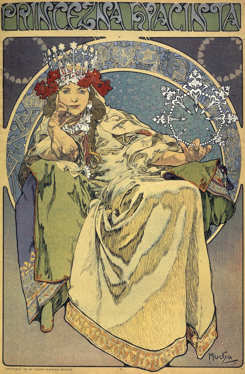 Poster Mucha Hyacinta - Stampa D'Arte Nouveau 40x30 Cm, Carta Pregiata FSC