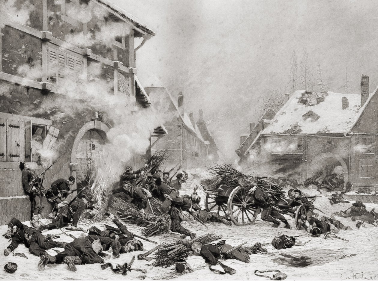 Fire Attack on a Barricaded House by Alphonse Marie de (after) Neuville