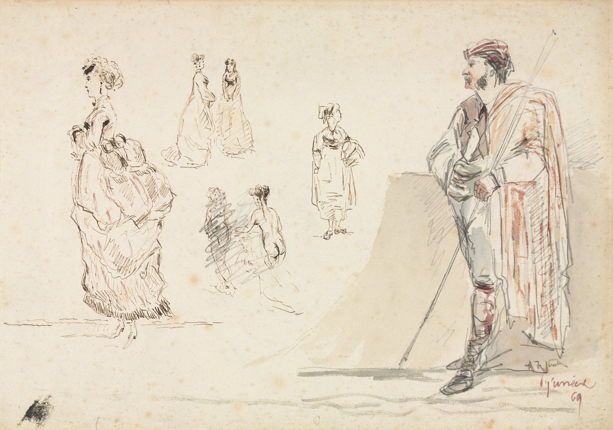 Sketches of Figures, 1869 by Alphonse Marie de Neuville