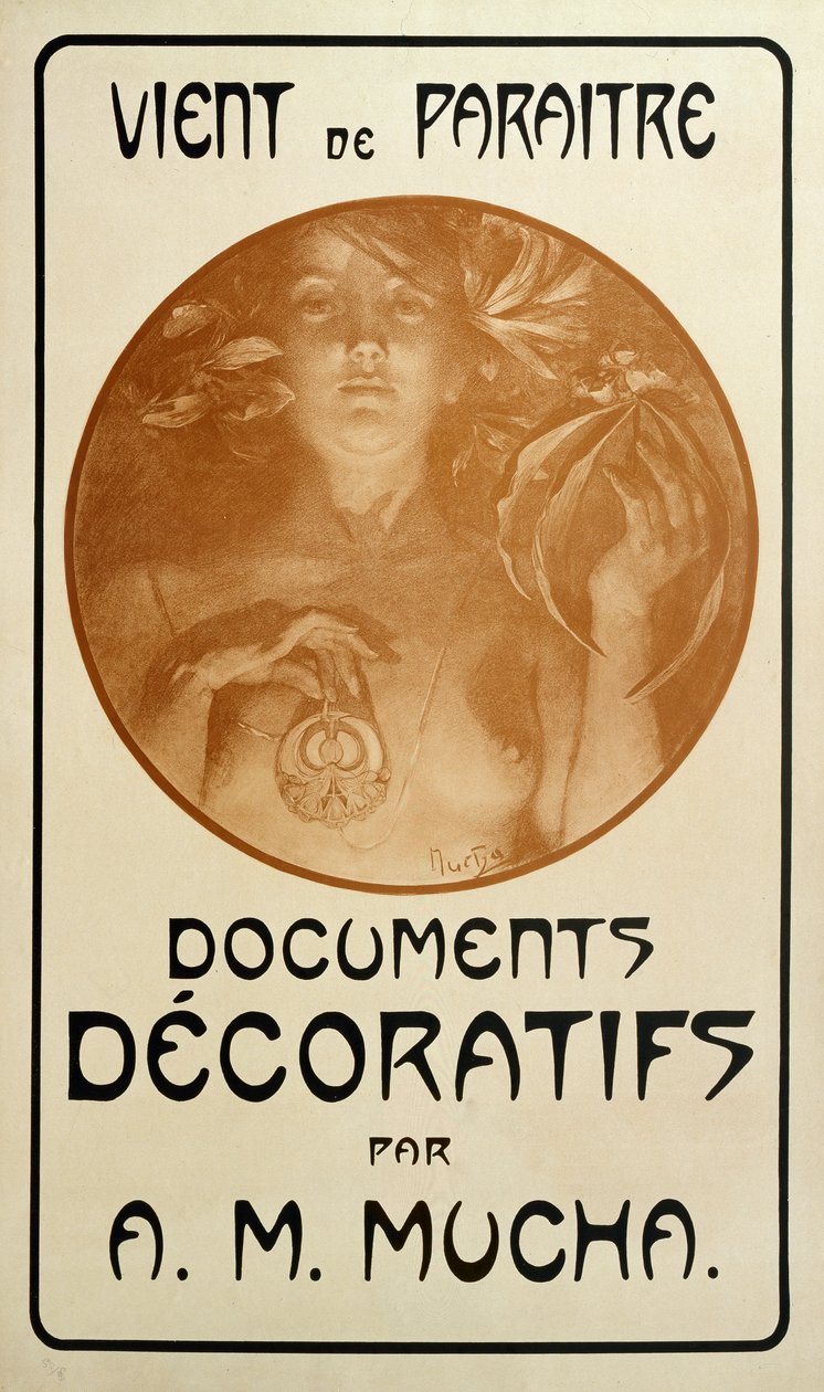Advertisement for the monograph Decorative Documents by Alphonse Mucha by Alphonse Mucha