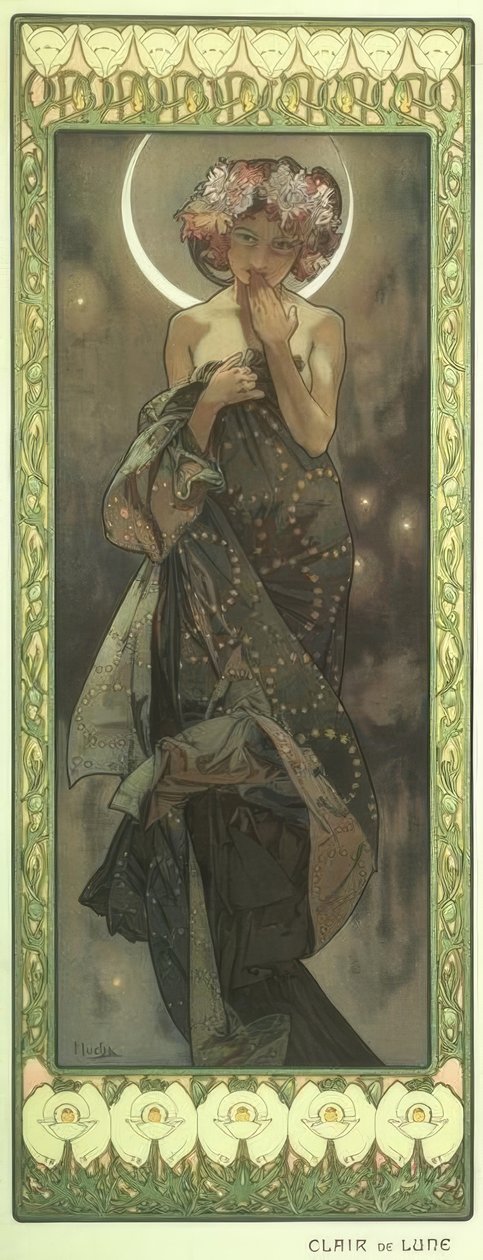 Moonlight by Alphonse Mucha: High-quality fine art print