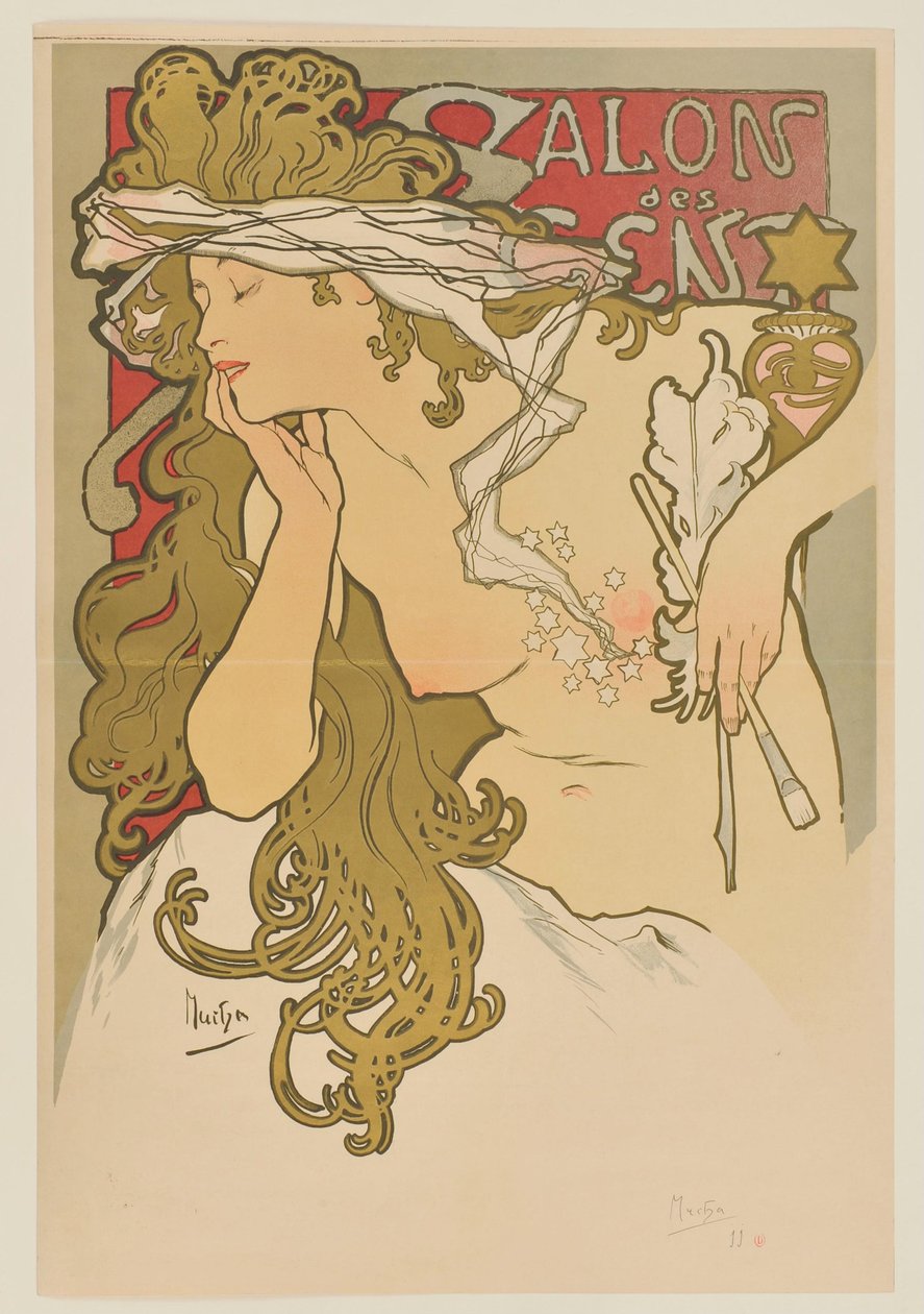 Salon des Cent. March-April 1896 (proof before lettering) by Alphonse Mucha