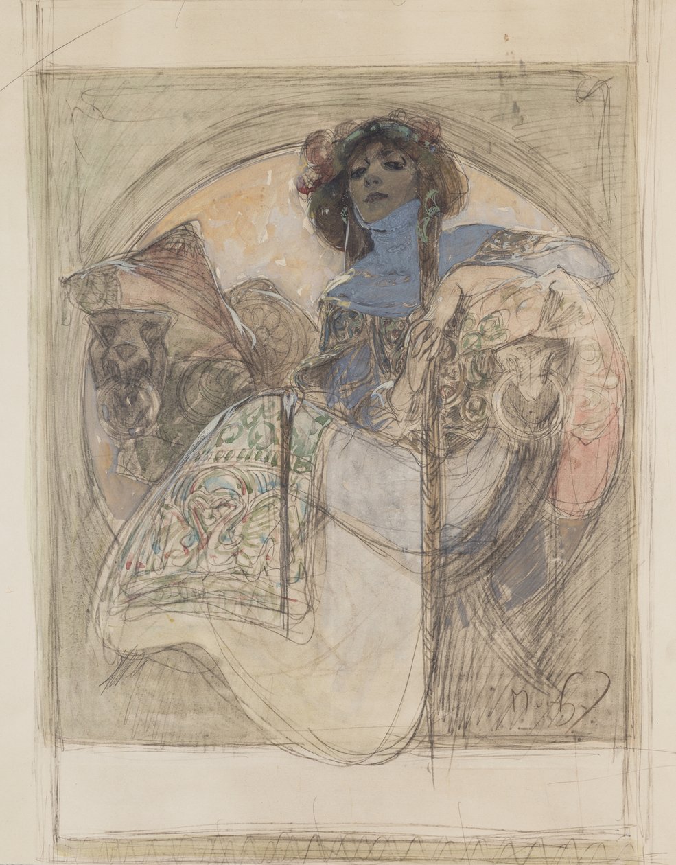 Seated Woman – Study for a Poster, 1897 by Alphonse Mucha