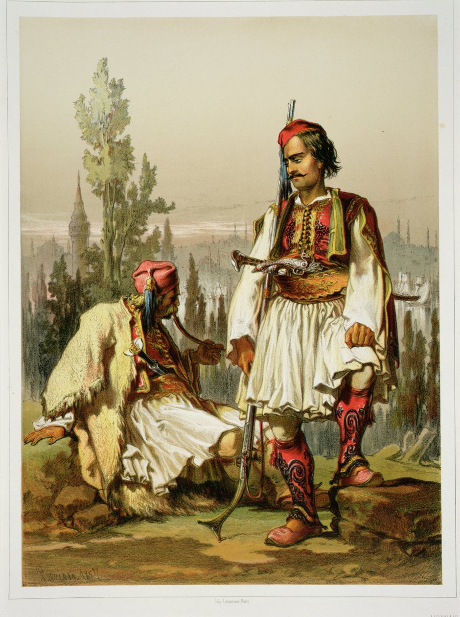 Albanians, mercenaries in the Ottoman army, pub. by Lemercier, 1857 by Amadeo Preziosi