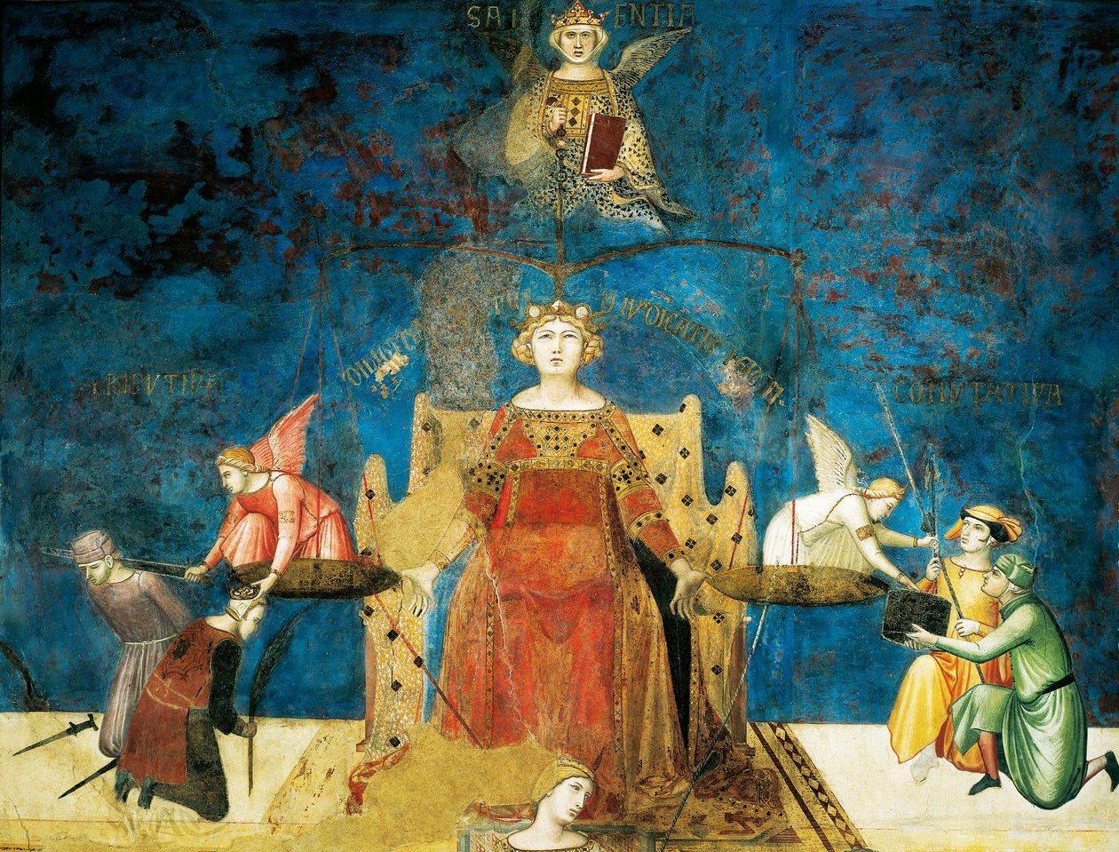 Allegory of Good Government, Wisdom and Justice (detail) by Ambrogio Lorenzetti