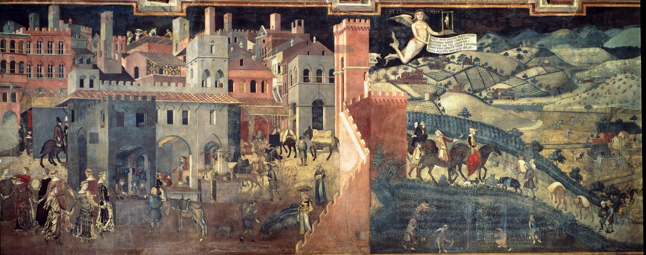 The Effects of Good and Bad Government on the City and the Country (detail) by Ambrogio Lorenzetti