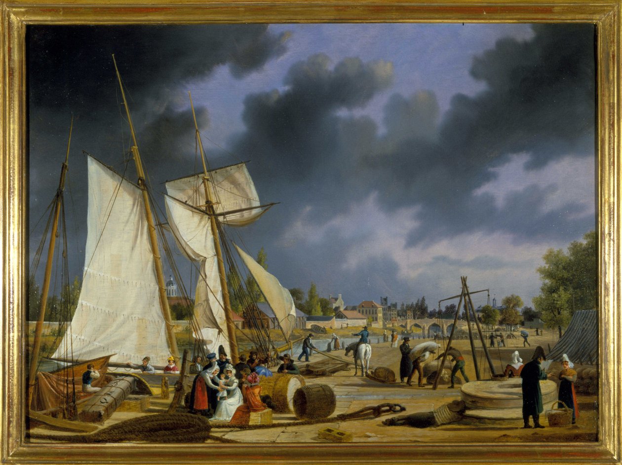 The Port of Caen by Louis Garneray, circa 1820 by Ambroise Louis Garneray