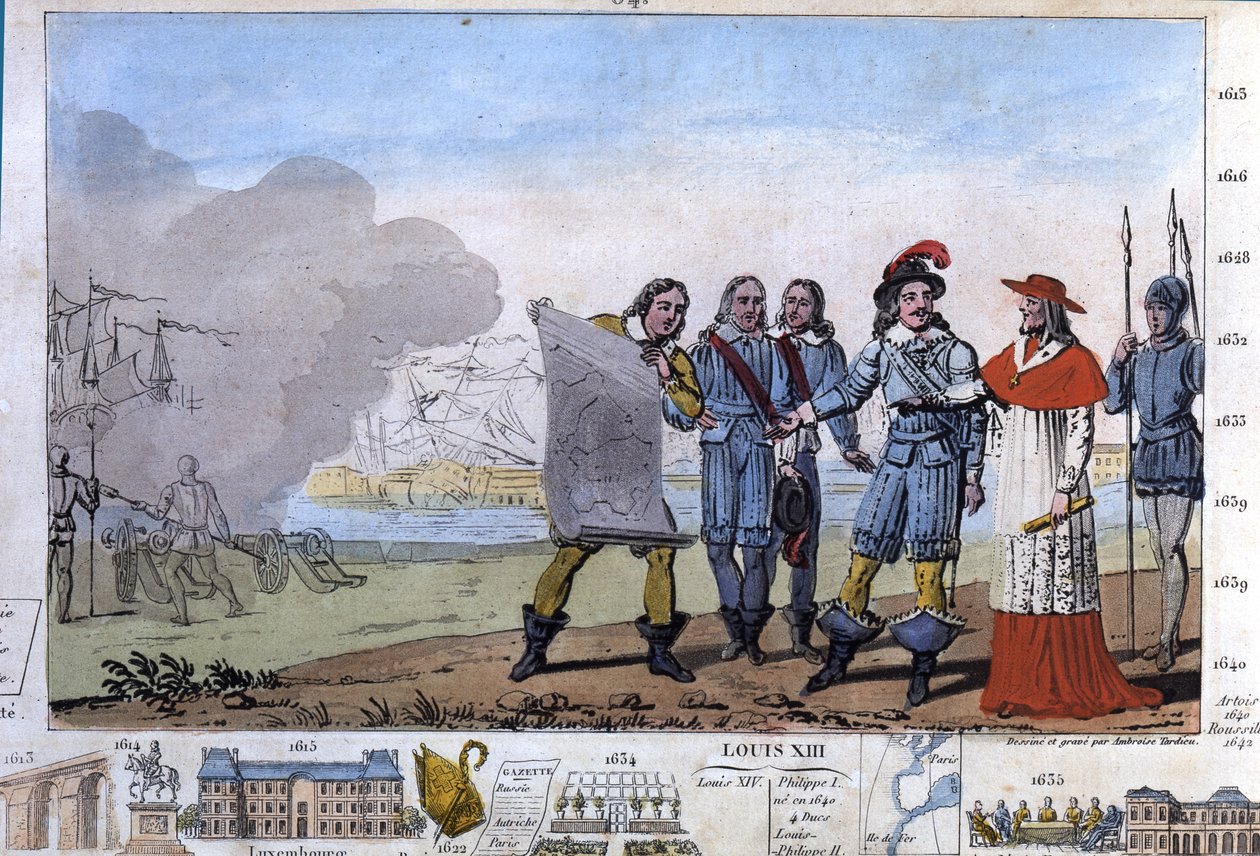 Louis XIII (1601-1643) and Cardinal Richelieu at the seat of La Rochelle, place d