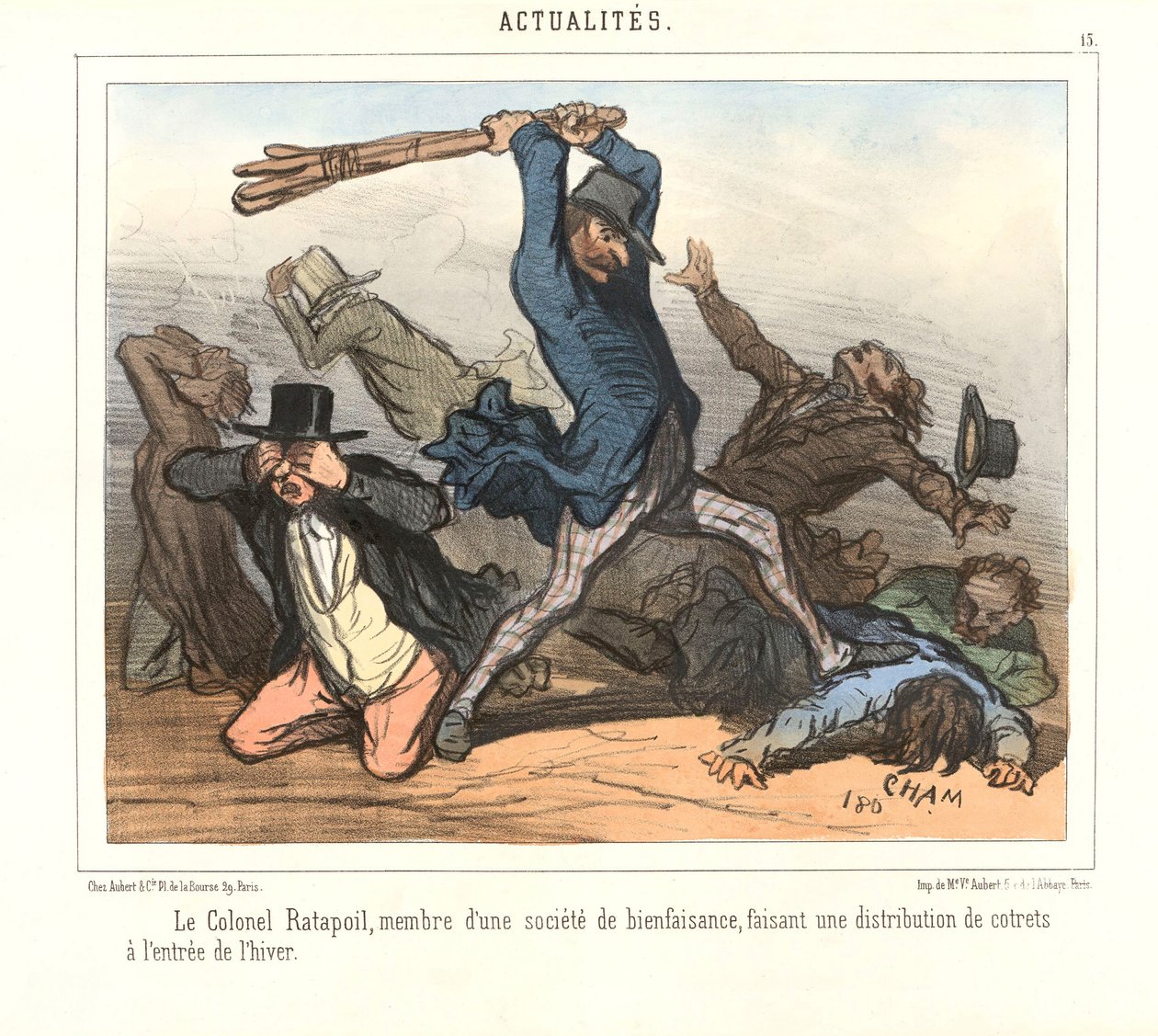 Colonel Ratapoil, Member of a Charitable Society, Distributing Logs at the Start of Winter by Amédée de Noé