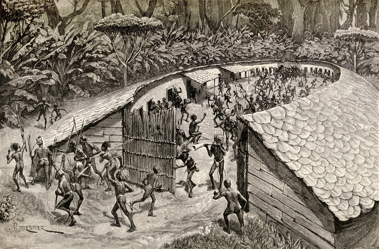 The Natives of Iyugu Preparing Themselves for War, 1890 by Amedee Forestier
