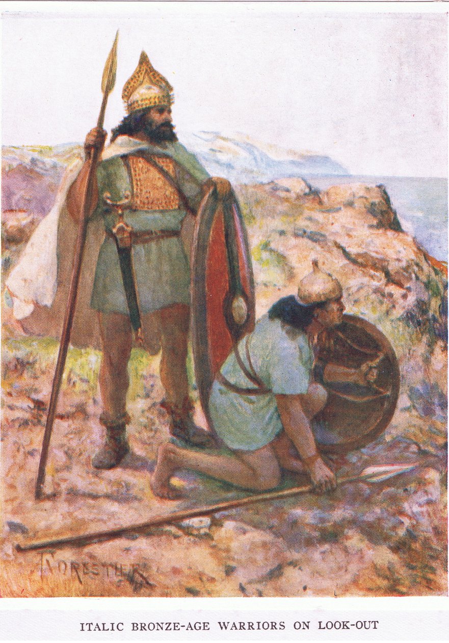 Italic Bronze Age Warriors on the Look Out, Illustration from 