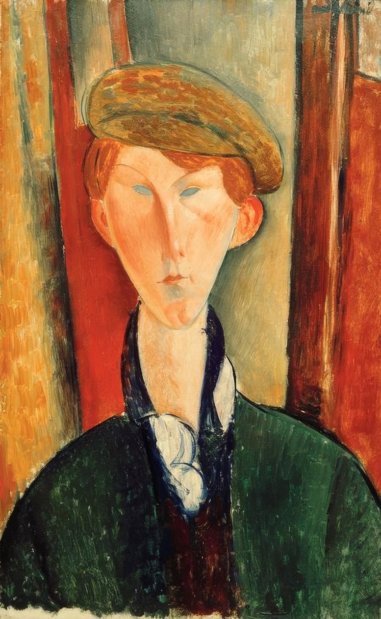 Young Man with Cap by Amedeo Modigliani: Fine art print