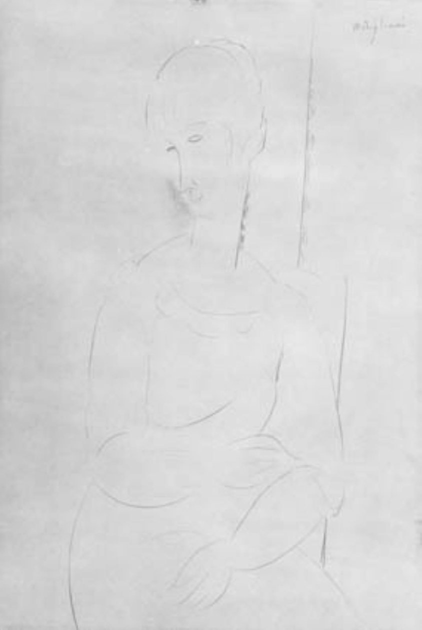 Portrait of a Seated Young Girl. Knee-Length, Head to the Left by Amedeo Modigliani